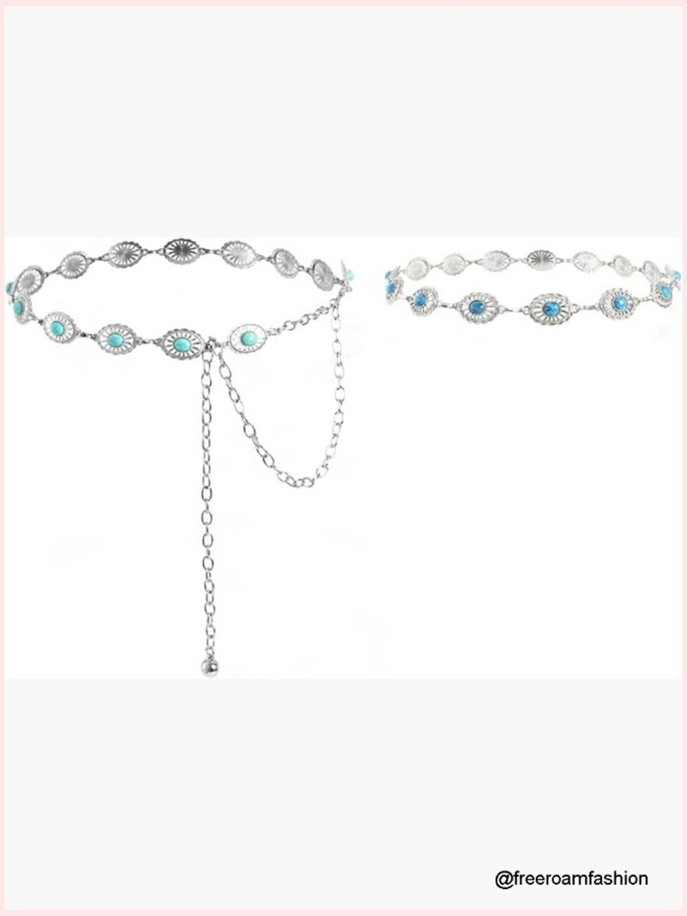 Turquoise Concho Chain Belt & Hat Band Set Western Cowgirl Accessory